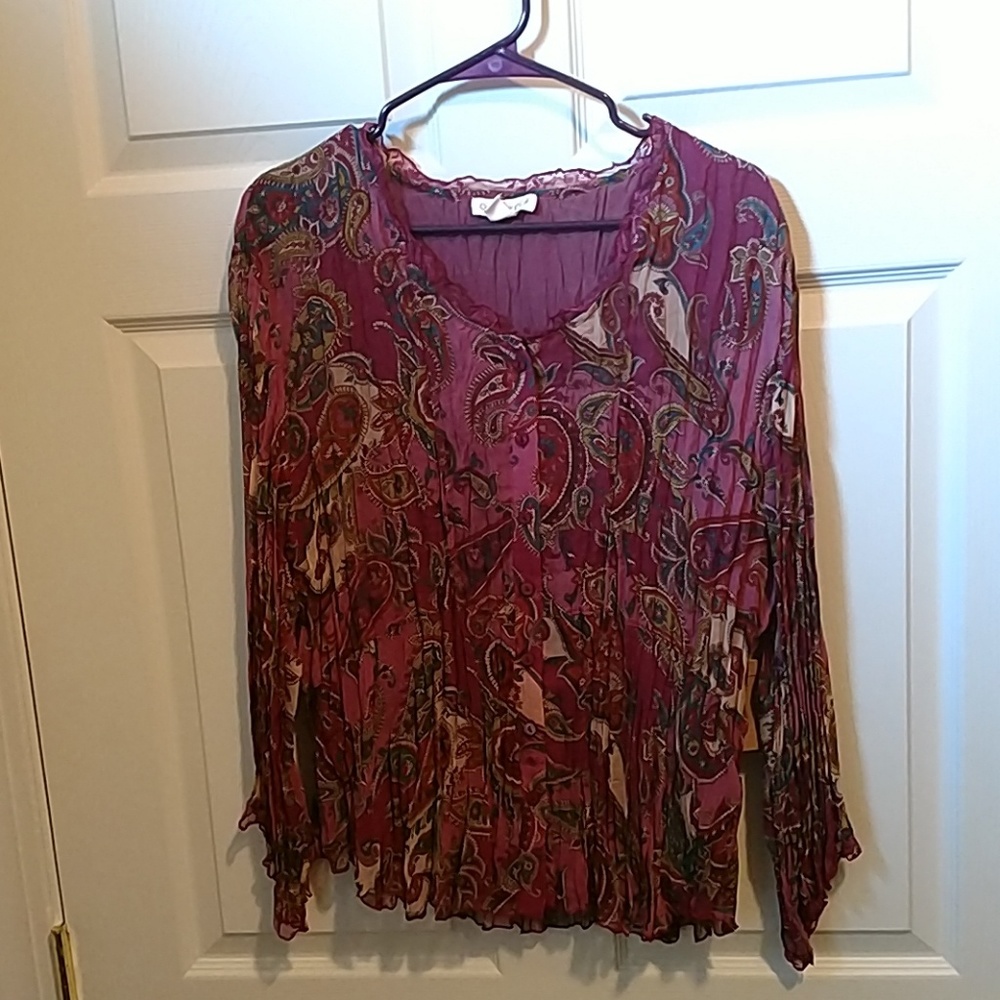 Coldwater Creek Printed Crinkle Shirt XL-Miss-18
